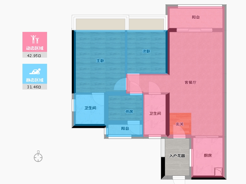 广东省-佛山市-金茂碧桂园正荣府-69.41-户型库-动静分区