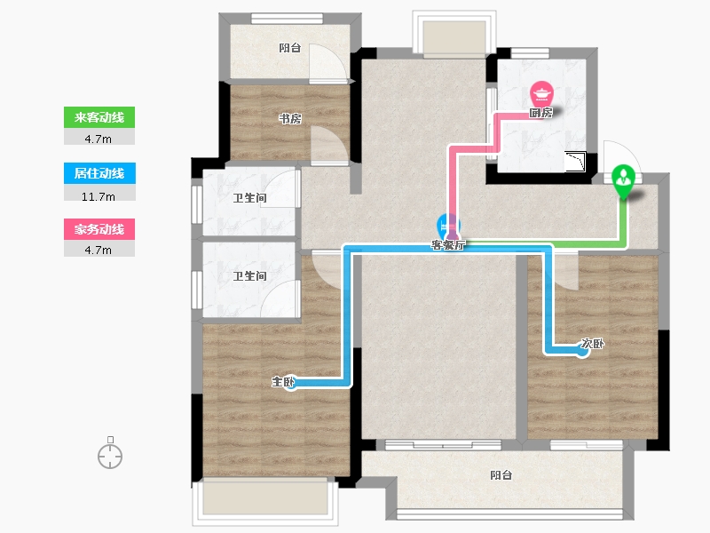 安徽省-滁州市-中丞 明湖原著-88.80-户型库-动静线