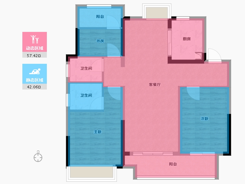 安徽省-滁州市-中丞 明湖原著-88.80-户型库-动静分区