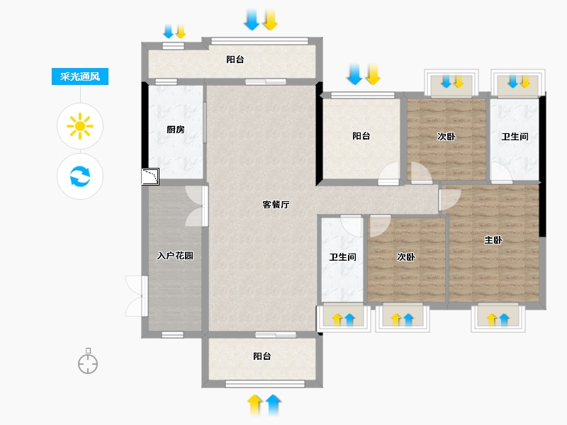 广西壮族自治区-梧州市-富城·爱琴海-125.75-户型库-采光通风