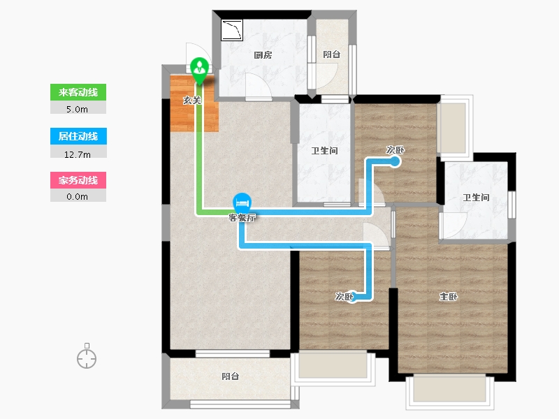 广东省-佛山市-顺德恒大江湾-82.21-户型库-动静线