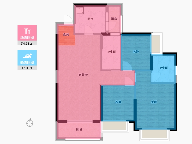 广东省-佛山市-顺德恒大江湾-82.21-户型库-动静分区