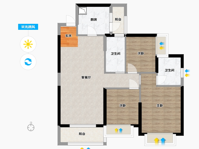 广东省-佛山市-顺德恒大江湾-82.21-户型库-采光通风