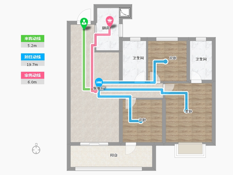 湖南省-长沙市-东原 麓・印长江-84.32-户型库-动静线