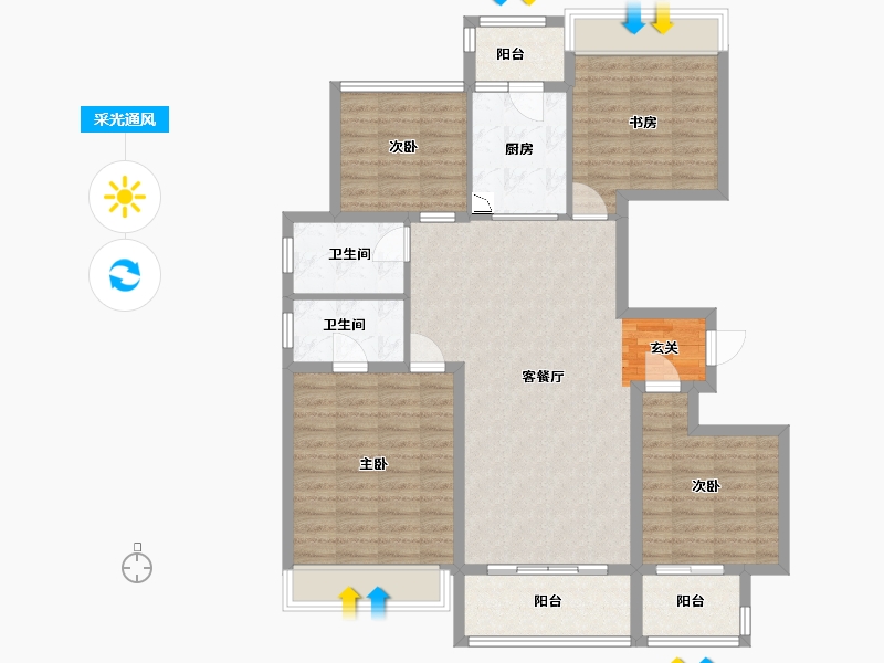 江苏省-扬州市-中信泰富锦辰-109.60-户型库-采光通风