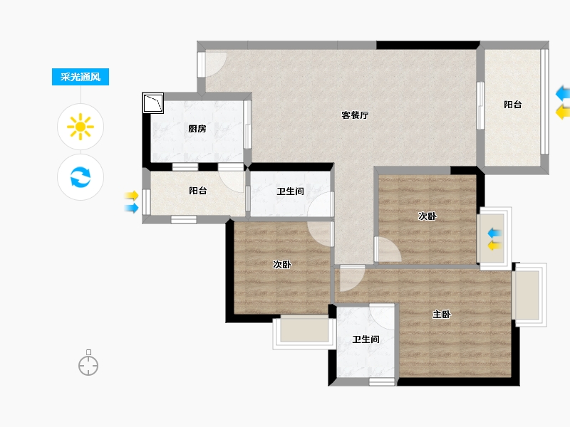 广东省-湛江市-申蓝宝邸-88.20-户型库-采光通风