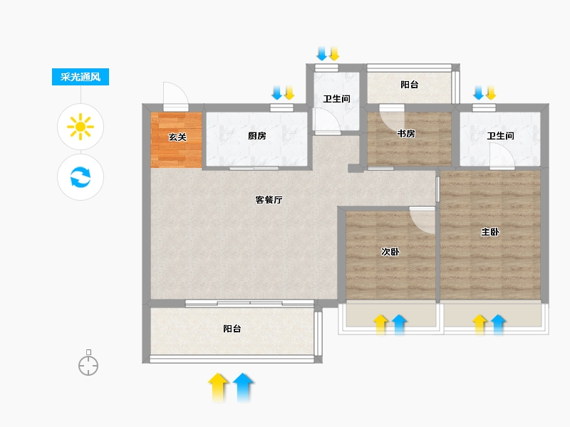 江苏省-苏州市-碧桂园云栖隐山-80.19-户型库-采光通风