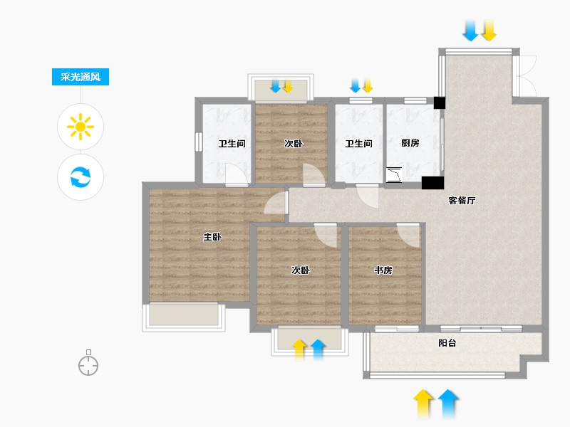 江西省-赣州市-嘉福尚江尊品-110.00-户型库-采光通风