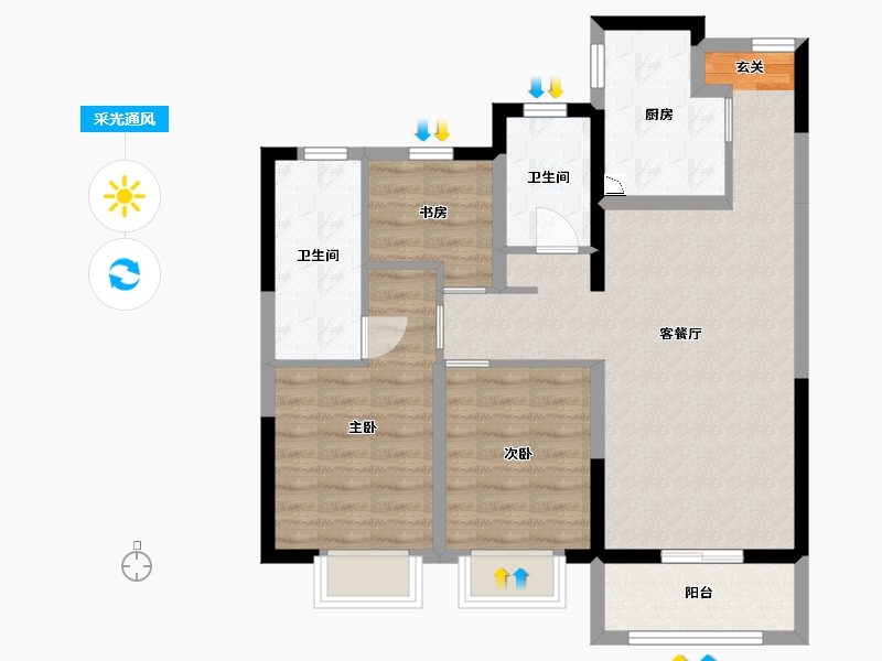 河南省-开封市-富力湾-77.12-户型库-采光通风