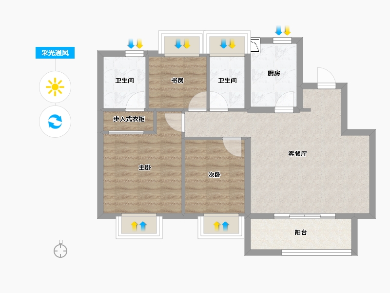 上海-上海市-保利玲�h公馆-71.21-户型库-采光通风