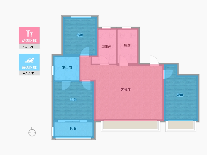 河北省-沧州市-天成领秀-83.57-户型库-动静分区