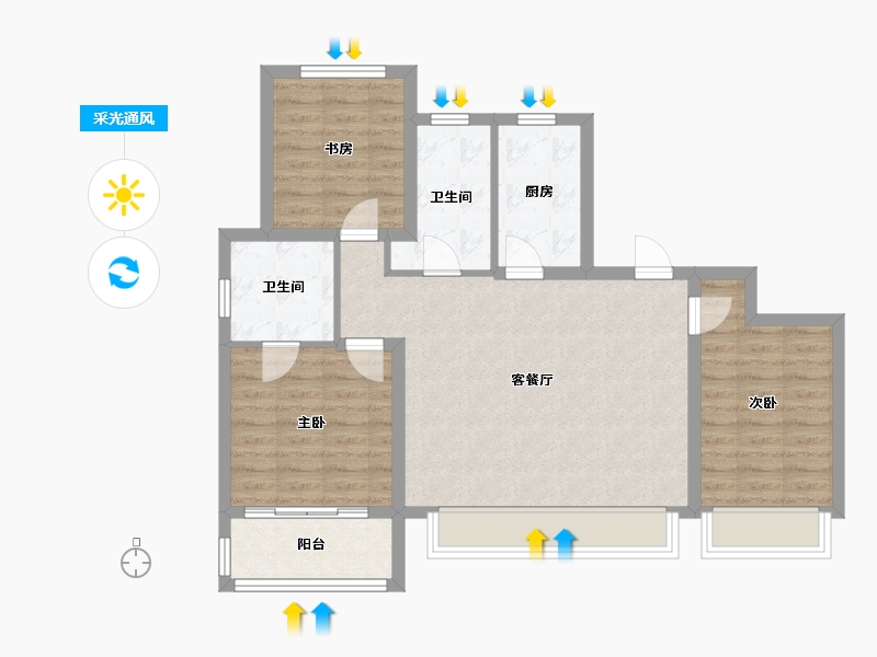 河北省-沧州市-天成领秀-83.57-户型库-采光通风