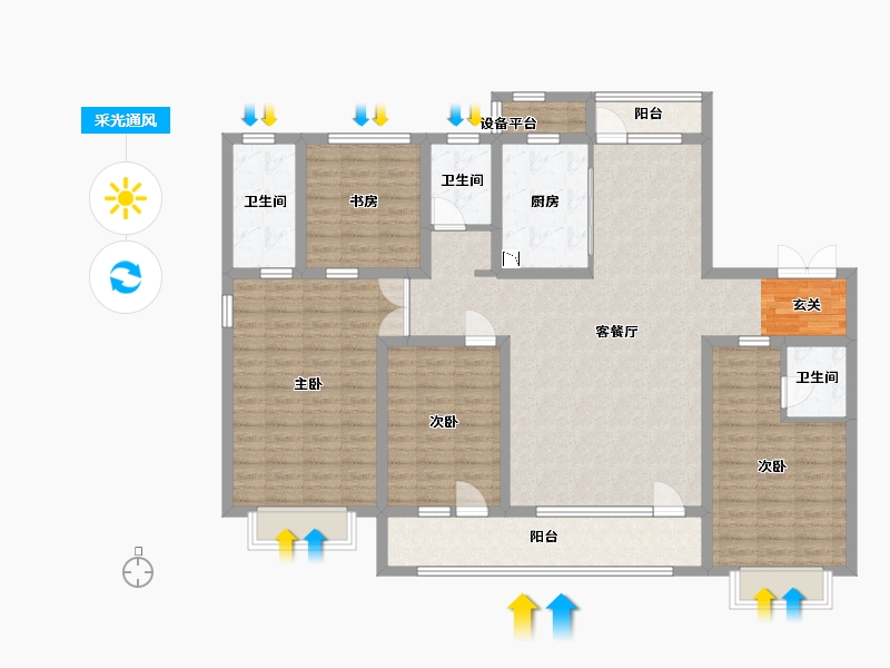 河北省-石家庄市-弘石湾・尚府-140.93-户型库-采光通风