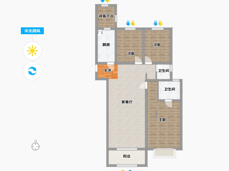 河北省-石家庄市-中冶德贤华府-104.75-户型库-采光通风