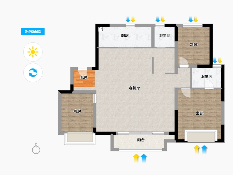 天津-天津市-雍鑫・金科集美雍阳-110.49-户型库-采光通风