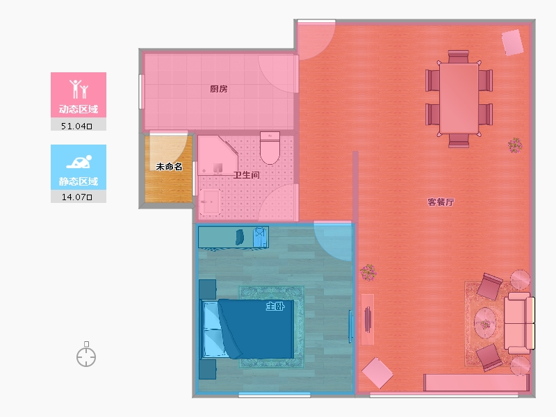 浙江省-杭州市-玉榕庄-62.97-户型库-动静分区