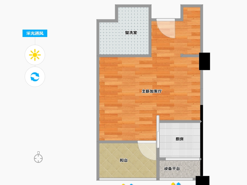 浙江省-嘉兴市-平湖南苑一品B户型43-34.61-户型库-采光通风