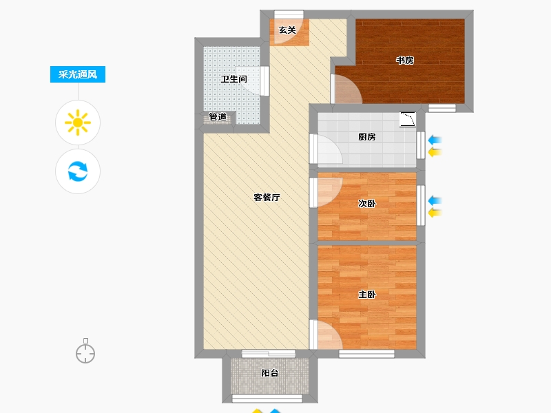 北京-北京市-保利首开四季怡园-58.42-户型库-采光通风