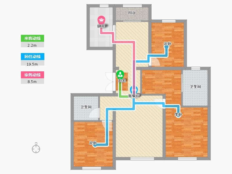 天津-天津市-天津全运村-104.89-户型库-动静线