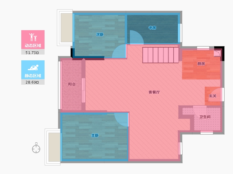 湖北省-武汉市-东原晴天见-71.62-户型库-动静分区