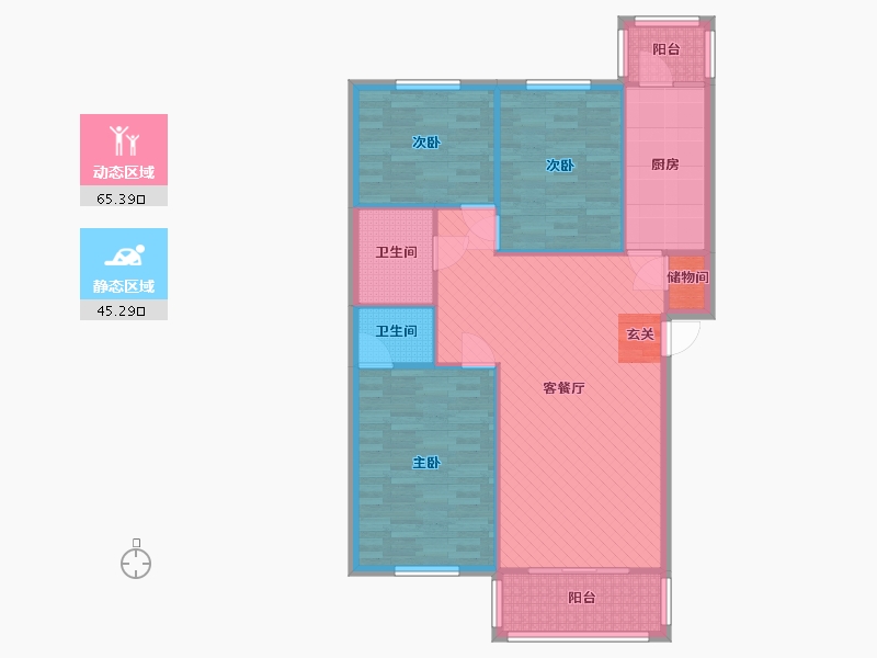 北京-北京市-龙跃苑东五区-100.40-户型库-动静分区