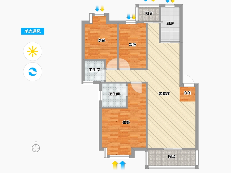 广东省-深圳市-四季花城-83.61-户型库-采光通风