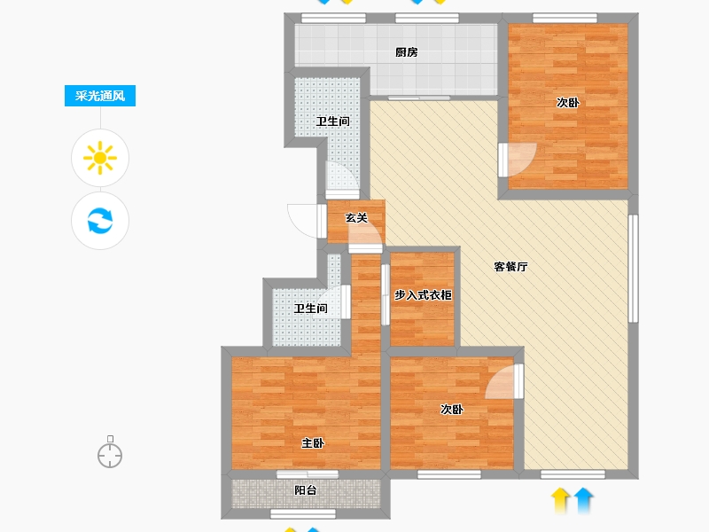 山东省-烟台市-御金都-90.00-户型库-采光通风