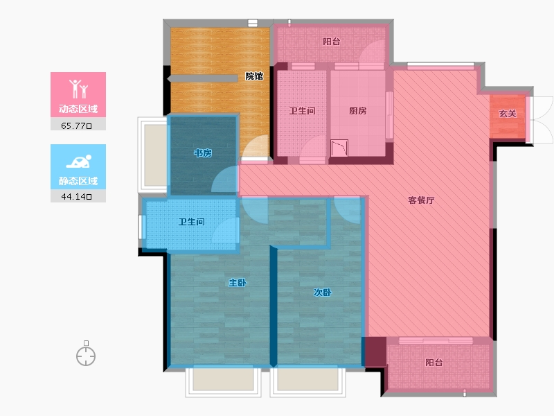 重庆-重庆市-融创滨江壹号-106.23-户型库-动静分区