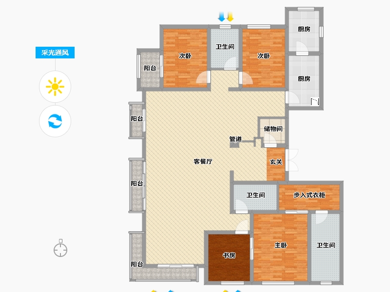 北京-北京市-金茂府-191.96-户型库-采光通风