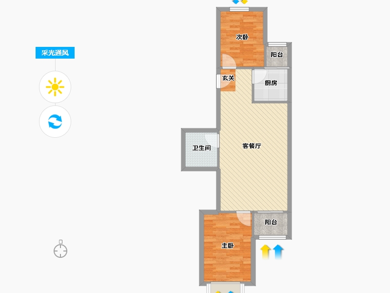 北京-北京市-清缘东里-62.93-户型库-采光通风