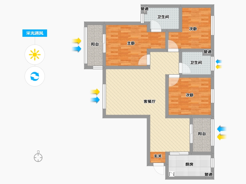 陕西省-渭南市-上上国风-89.09-户型库-采光通风