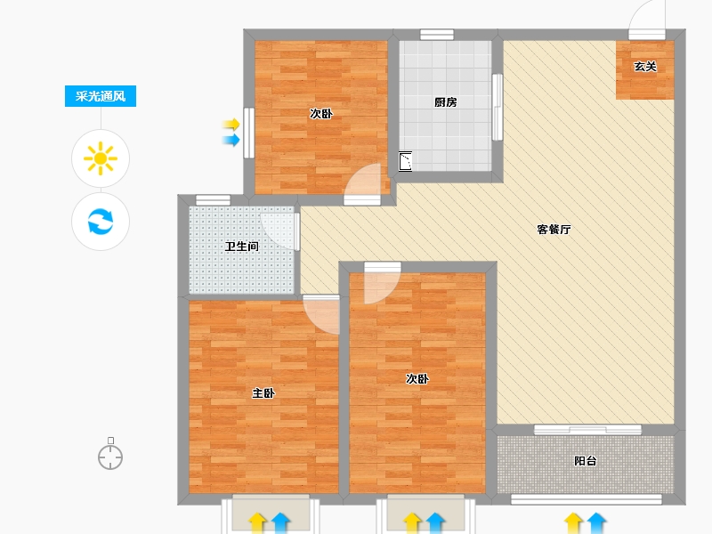 广东省-广州市-一品湘江-104.80-户型库-采光通风