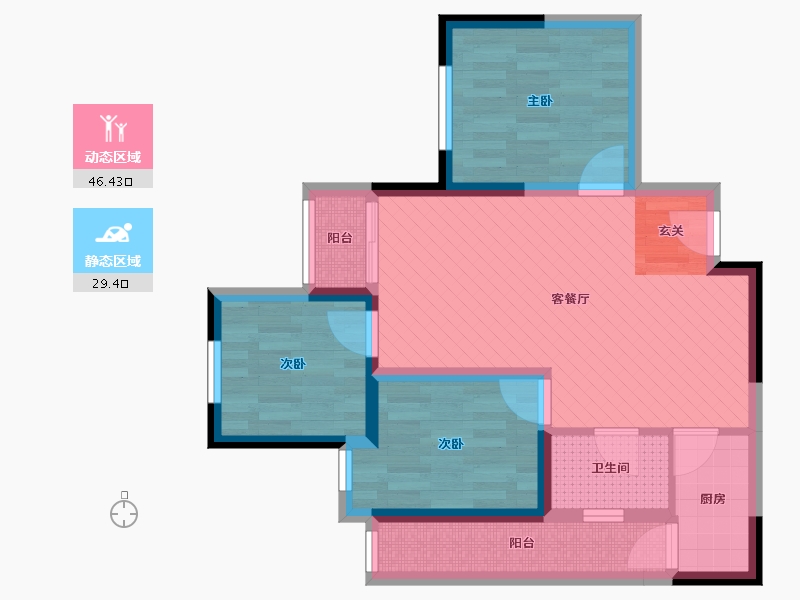 云南省-昆明市-蓝光天娇城-65.04-户型库-动静分区