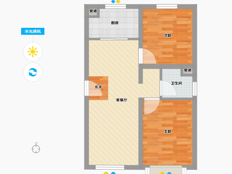 北京-北京市-北辛安-46.33-户型库-采光通风