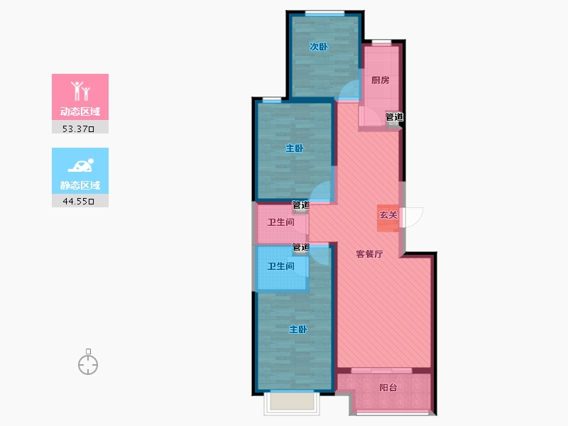 河北省-石家庄市-润德天悦城-85.71-户型库-动静分区