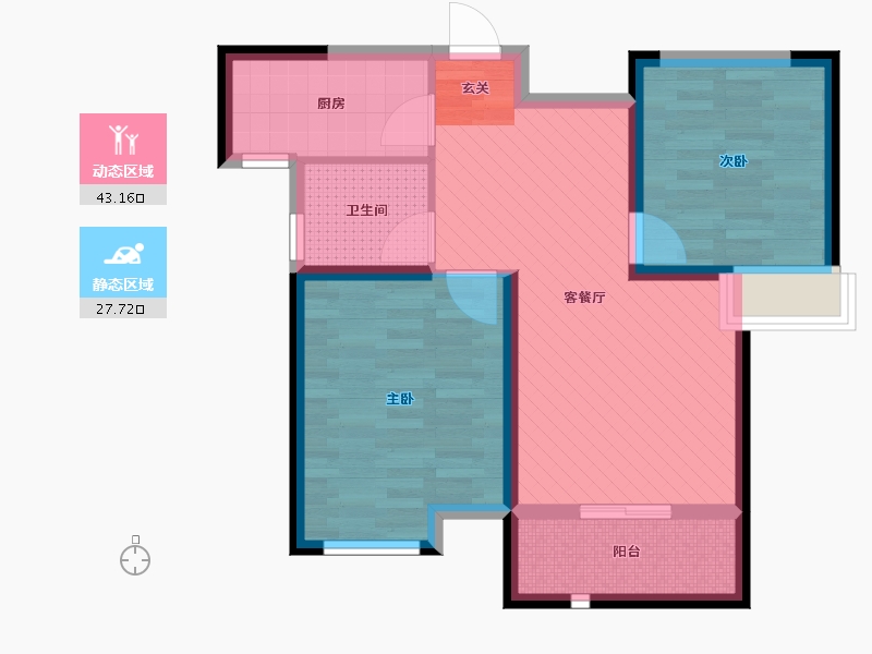 陕西省-西安市-梧桐年华-61.76-户型库-动静分区