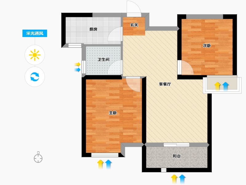 陕西省-西安市-梧桐年华-61.76-户型库-采光通风