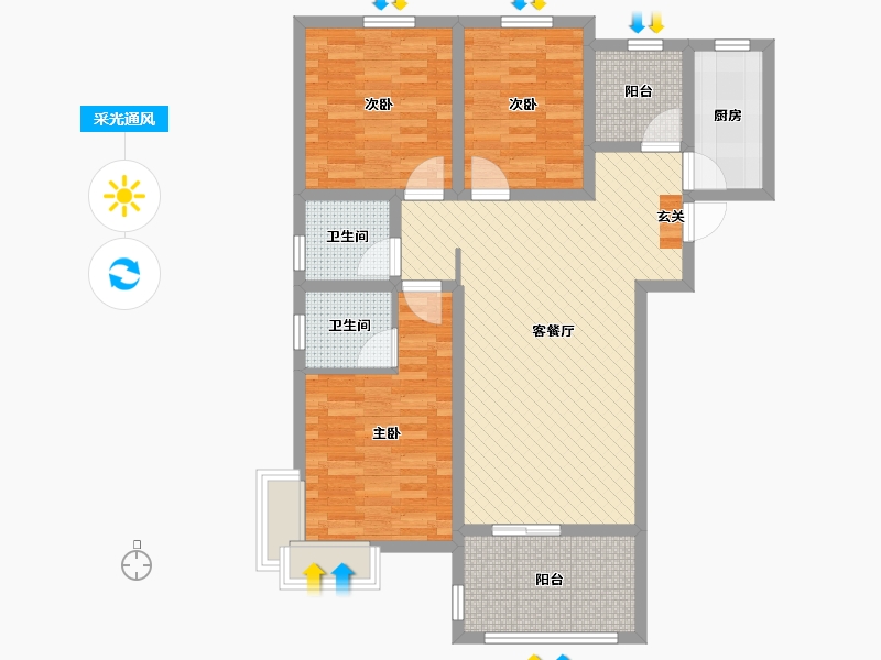 山东省-泰安市-宏盛新城国际-96.00-户型库-采光通风