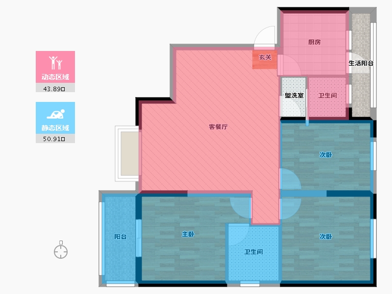 甘肃省-兰州市-国资物业二十二佳园-88.88-户型库-动静分区