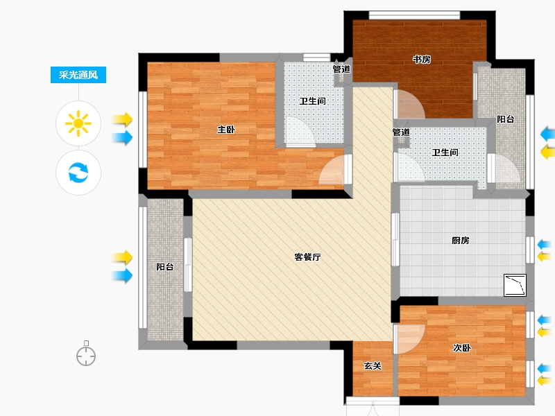 江西省-九江市-观澜盛世-90.89-户型库-采光通风