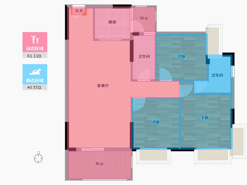 广东省-清远市-凤凰花园-90.91-户型库-动静分区