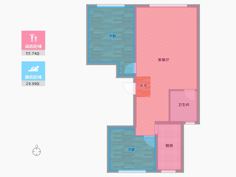 内蒙古自治区-呼伦贝尔市-天鹅湾-76.65-户型库-动静分区