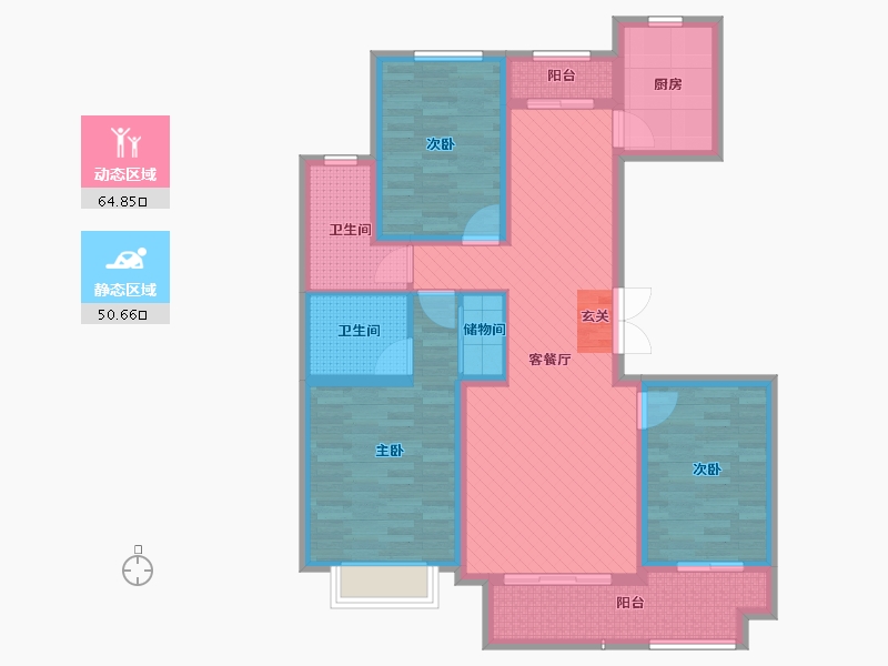 河北省-邢台市-紫金名苑-100.04-户型库-动静分区