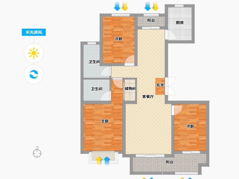 河北省-邢台市-紫金名苑-100.04-户型库-采光通风