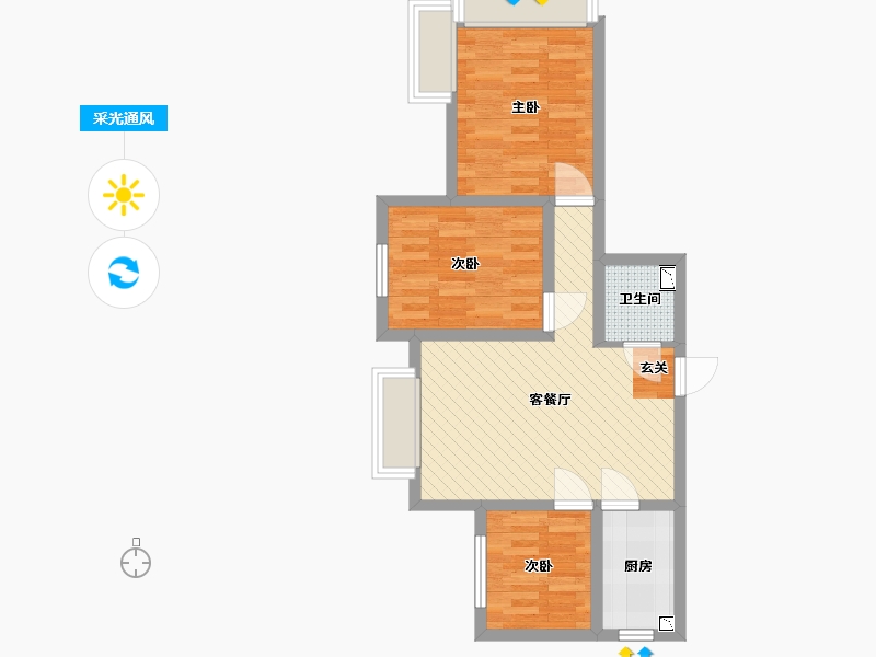 辽宁省-沈阳市-圣诺园-56.97-户型库-采光通风