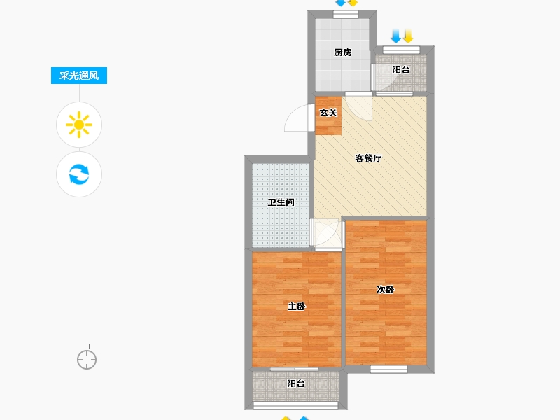 天津-天津市-旭水蓝轩-50.49-户型库-采光通风