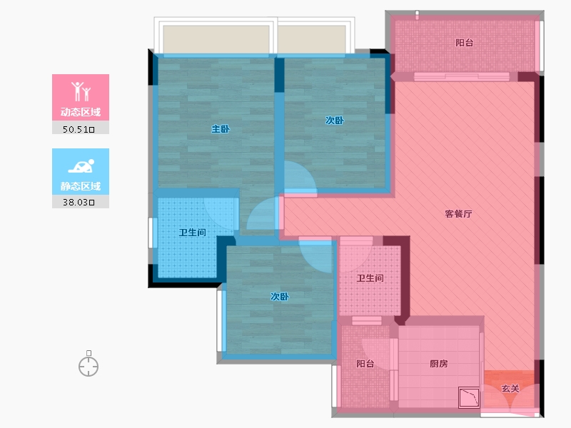 四川省-南充市-北城御景-75.52-户型库-动静分区