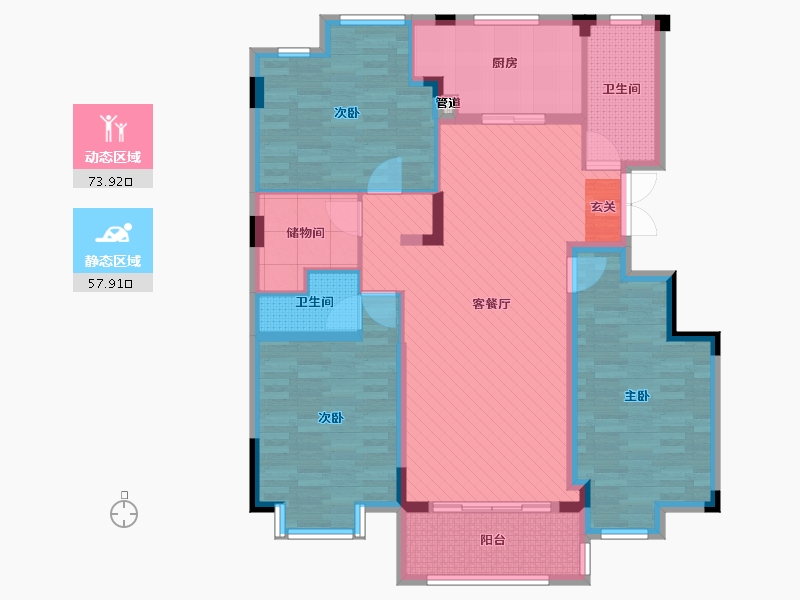 江西省-上饶市-东方嘉苑18栋-116.80-户型库-动静分区