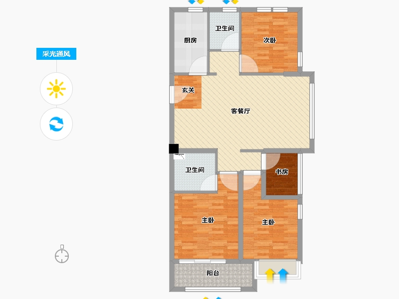 浙江省-温州市-华盟・华瑞府-90.16-户型库-采光通风