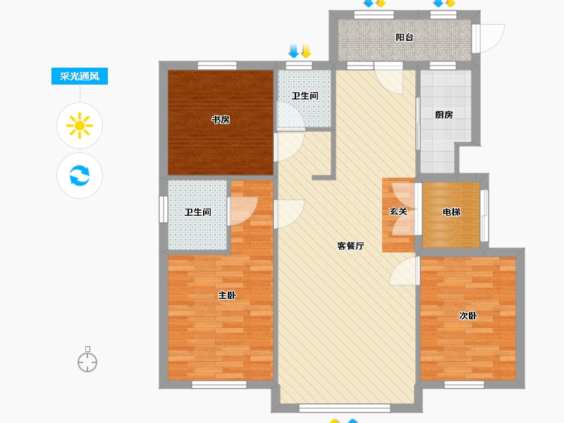 黑龙江省-大庆市-银河太阳城-89.95-户型库-采光通风